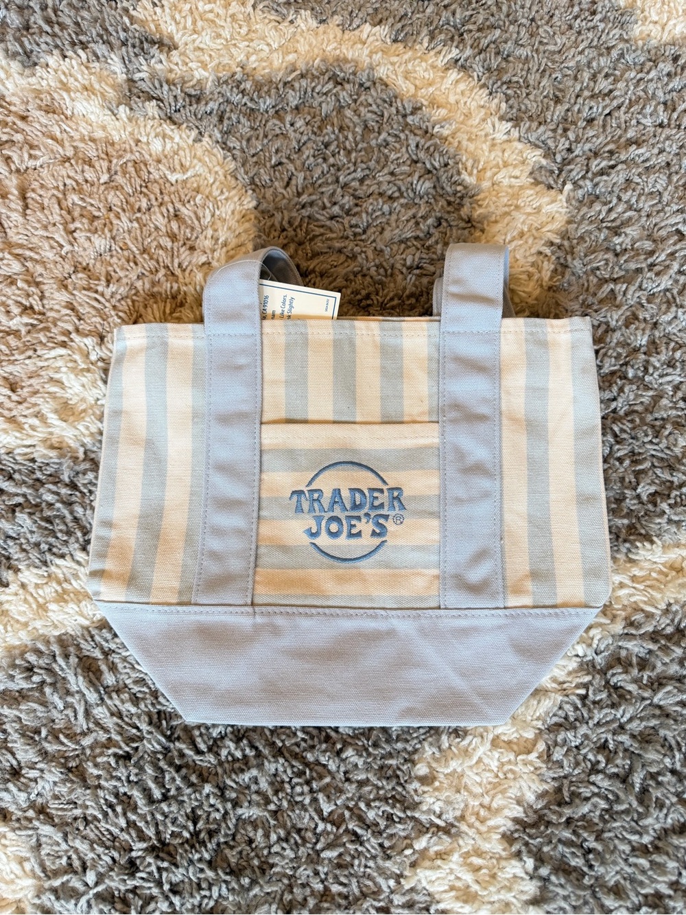 NWT Trader Joe's Mini Pastel Stripe Canvas Tote Bag Limited Edition - Picture 2 of 4